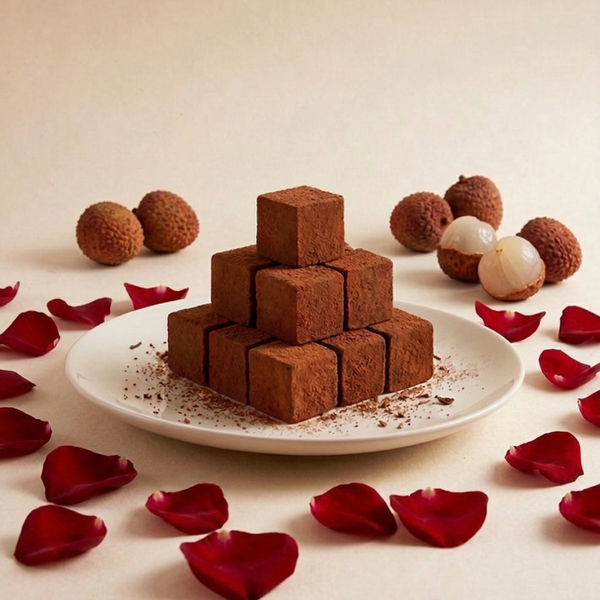 Lychee and rose milk nama chocolate, handmade small batch, Hong Kong cold chain delivery